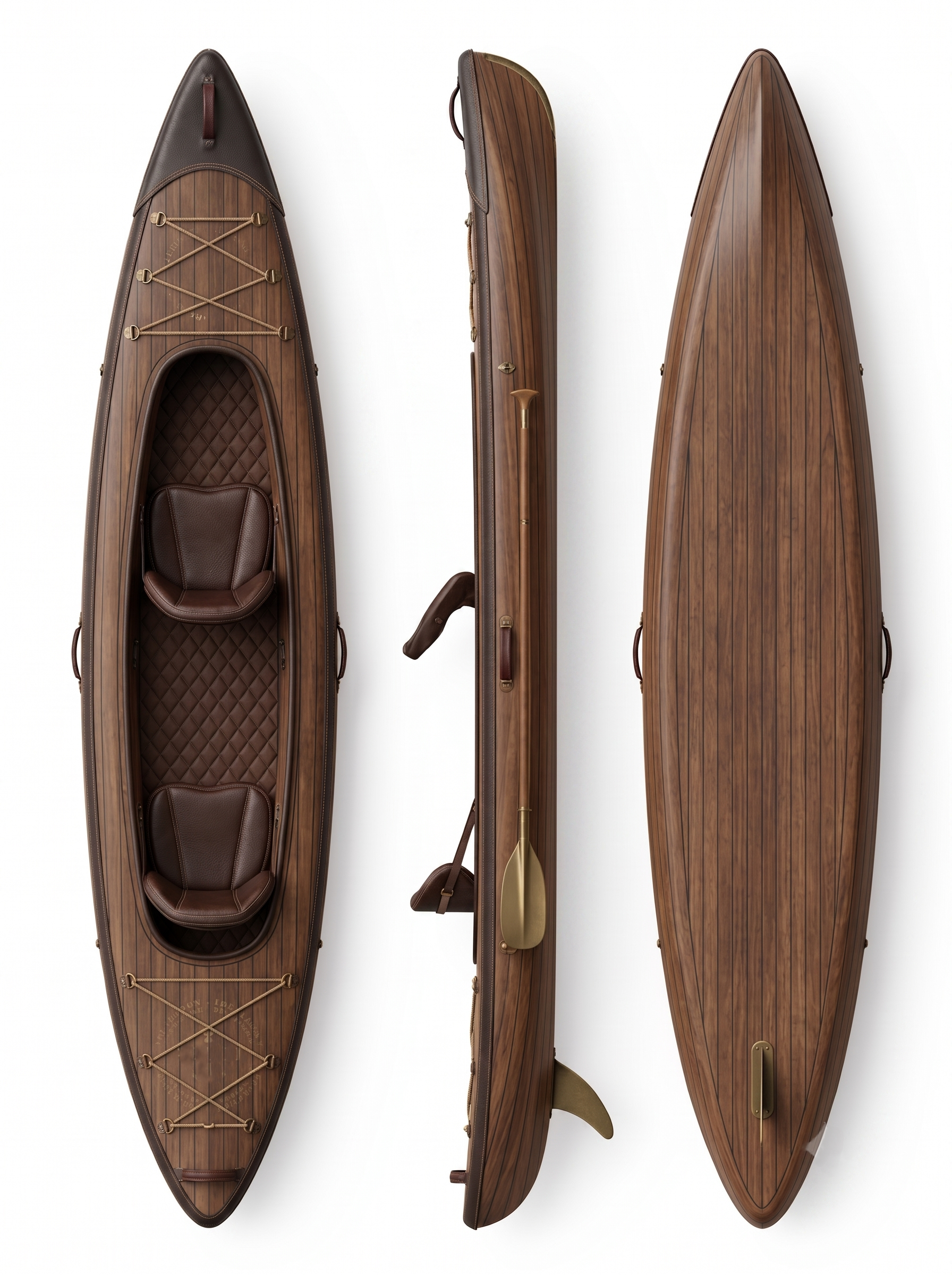 Inflatable Kayak — Full Drop-Stitch Dark Walnut & Bronze
