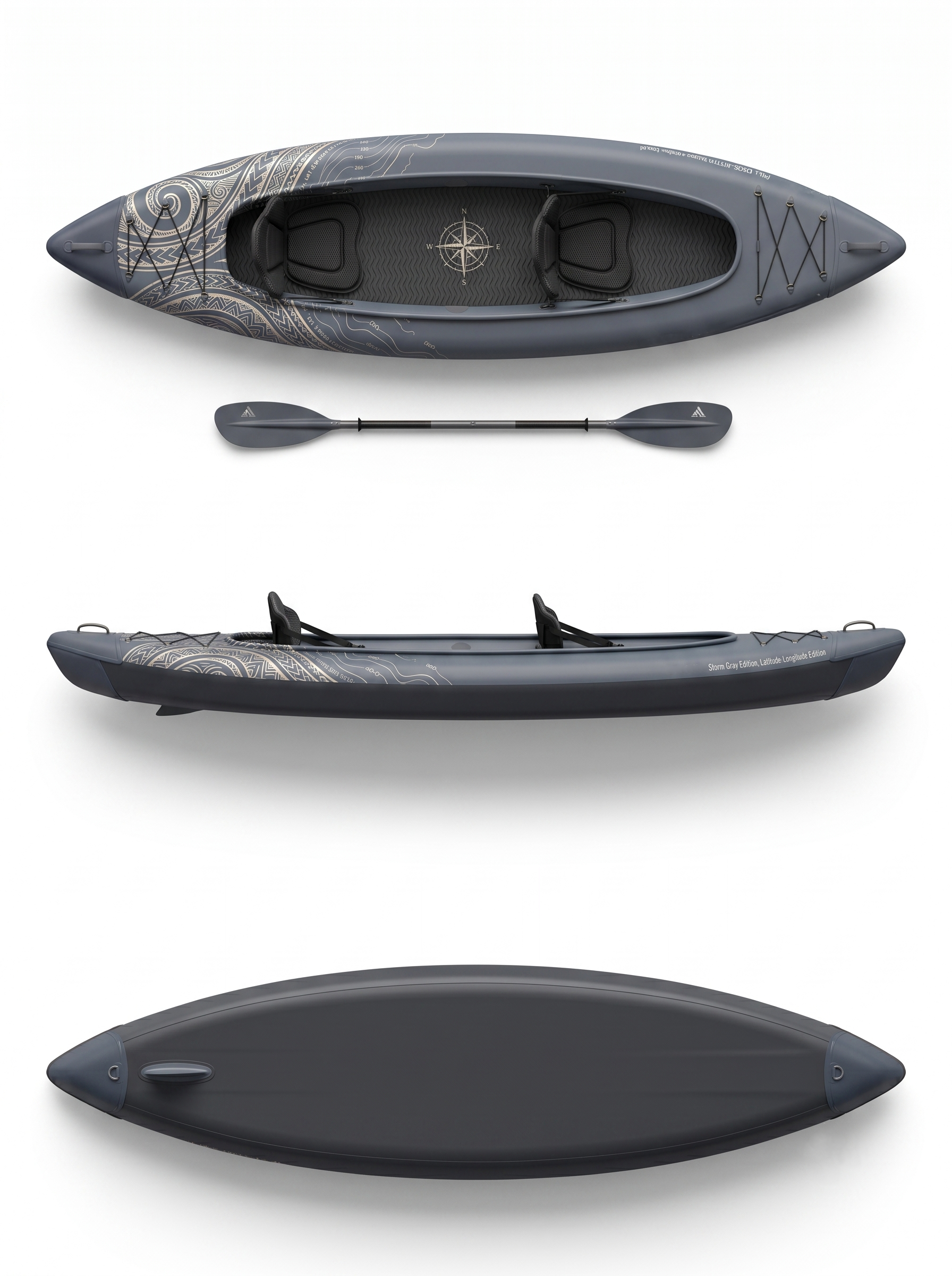 Inflatable Kayak — Full Drop-Stitch Storm Gray & Silver
