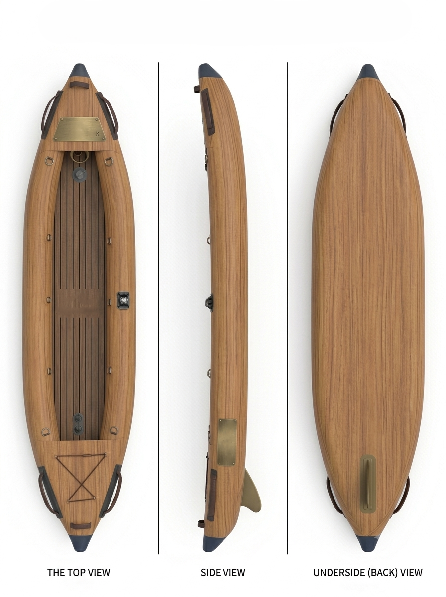 Inflatable Kayak — Hybrid Wood Grain & Marble