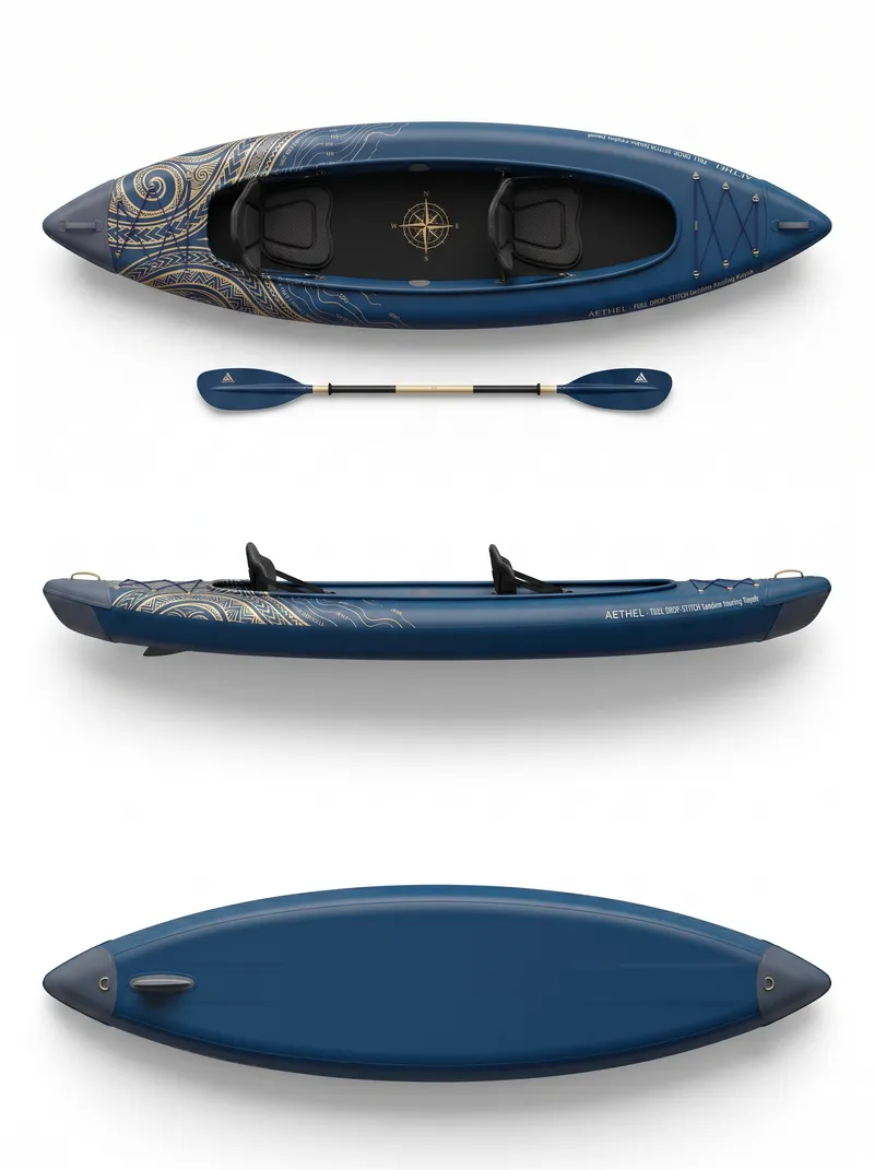 Full Drop-Stitch Performance Kayak - Navy Blue & Matte Gold